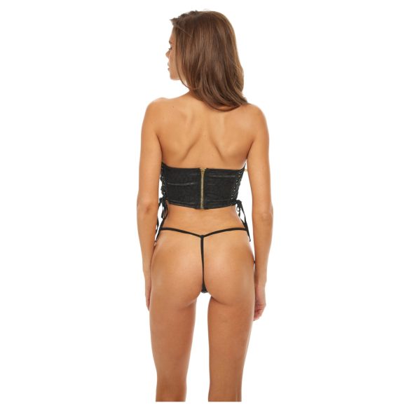 Bombshell - корсет и прашка с леопардов принт - черен - M