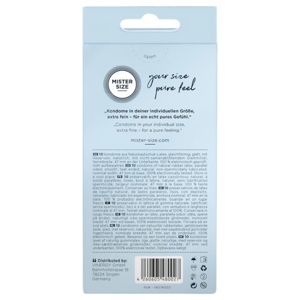 Mister Size - тънък презерватив - 47 мм - 10 броя