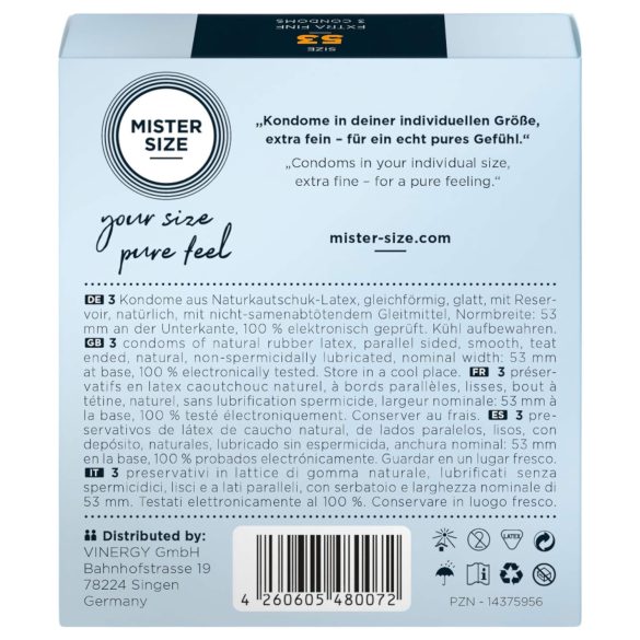 Mister Size - тънък презерватив - 53 мм - 3 броя