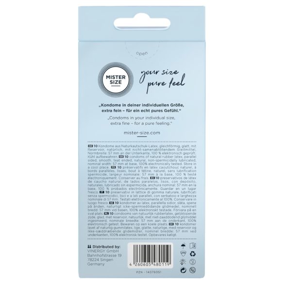 Mister Size - тънък презерватив - 57 мм - 10 броя