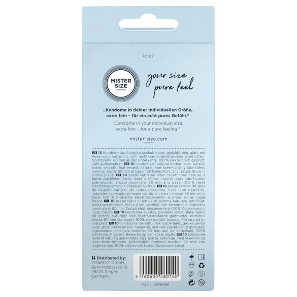 Mister Size - тънък презерватив - 60мм - 10 броя