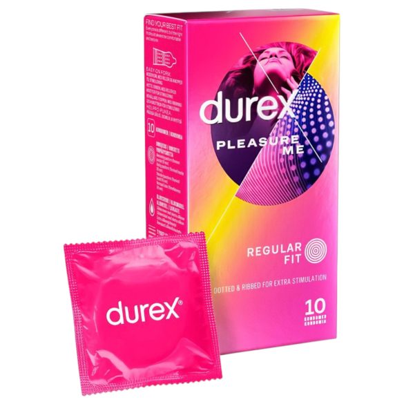 Durex Pleasure Me - оребрен-пунктиран презерватив (10 бр.)