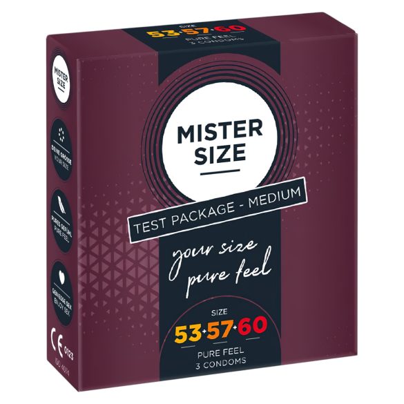 Тестов пакет с презервативи Mister Size - 3 броя