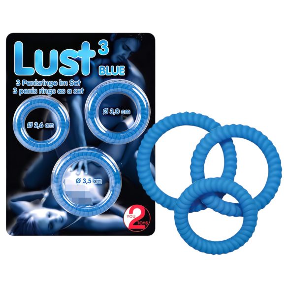 You2Toys - Трио пенис пръстени Lust - синьо