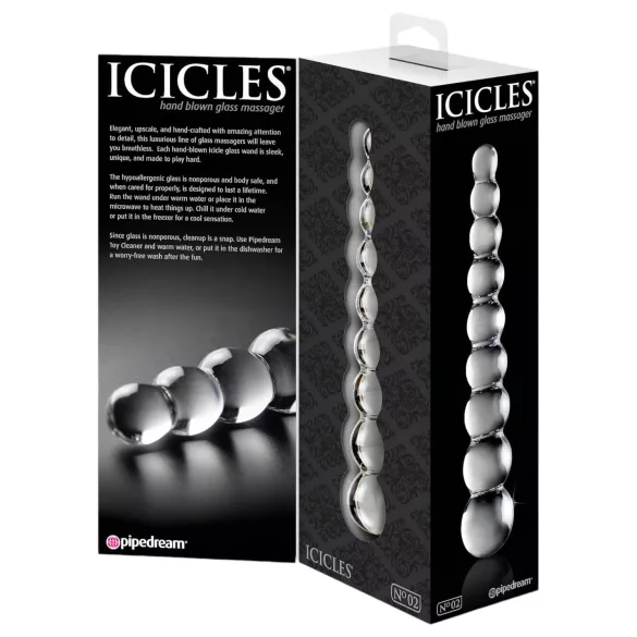 Icicles No. 2 - стъклено дилдо с възелчета - прозрачно