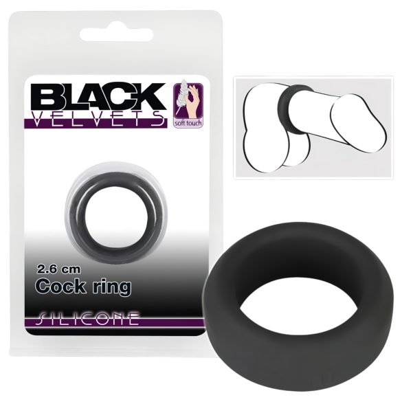 Black Velvet - плътен пенис пръстен (2,6см) - черен