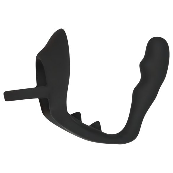 Black Velvets - анален дилдо с пенис и тестис пръстен - черен