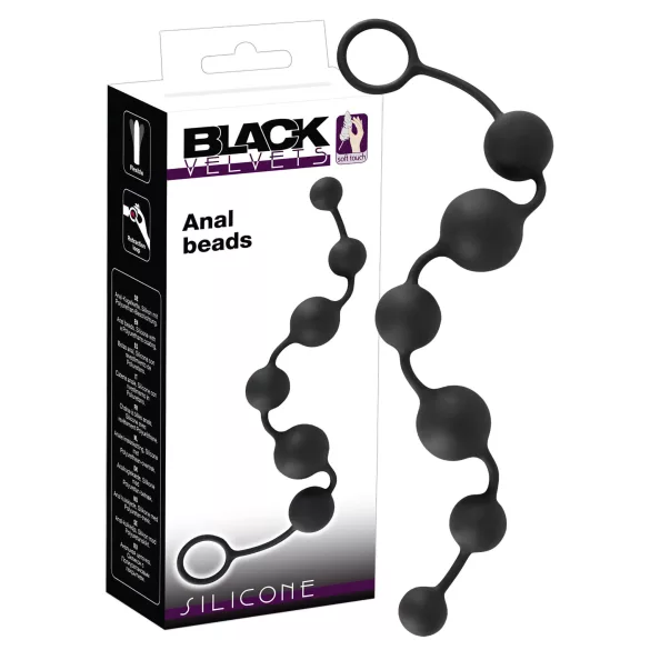 Black Velvets - анален дилдо с 6 топчета - черен