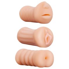   XXX To GO Juicy комплект (3 бр.) - вагина, уста, анус мастурбатор