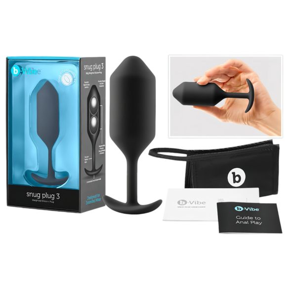 b-vibe Snug Plug 3 - двоен анален плъг (180g) - черен