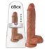 Кралски пенис King Cock с тестиси, голям 10" (25 см) - кафяв