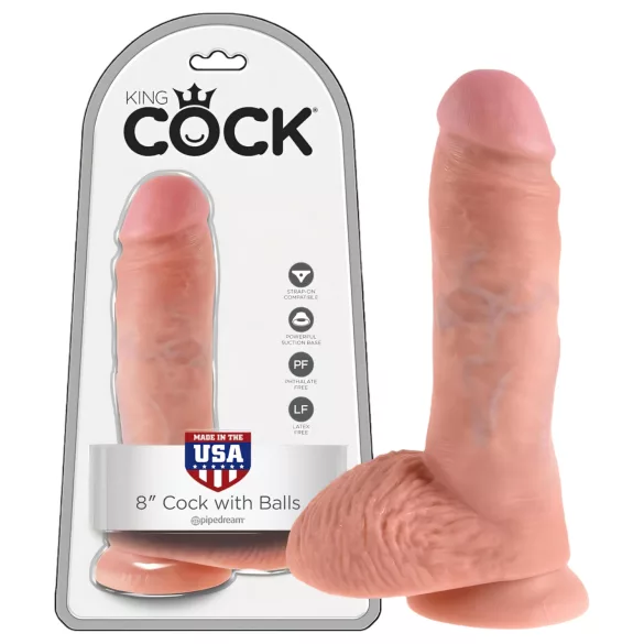 King Cock - дилдо с тестиси - 20 см - телесен цвят