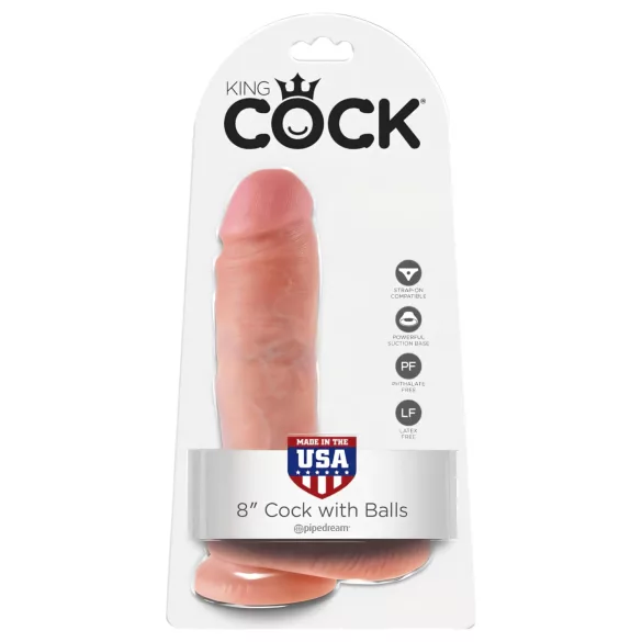 King Cock - дилдо с тестиси - 20 см - телесен цвят