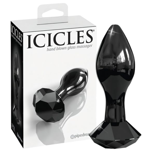 Icicles No. 78 - Черна стъклена анална приставка с конусовидна форма