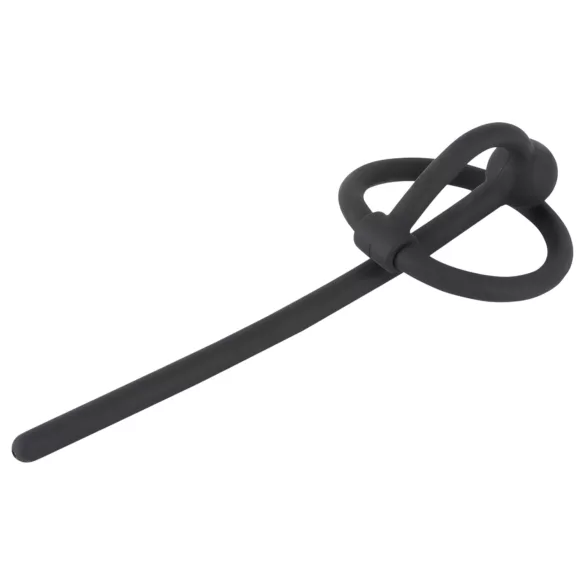 Penisplug - пенис плъг със силиконов пръстен за глава - кух дилатор, черен