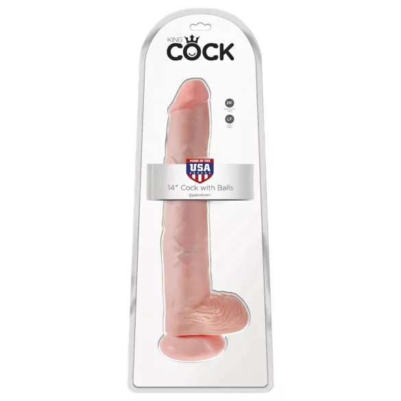 King Cock - голям дилдо с тестиси - 35см - натурален