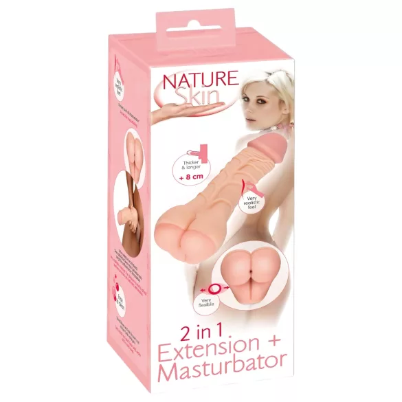Nature Skin - мастурбатор дупе и пенис ръкав 2в1 - телесен