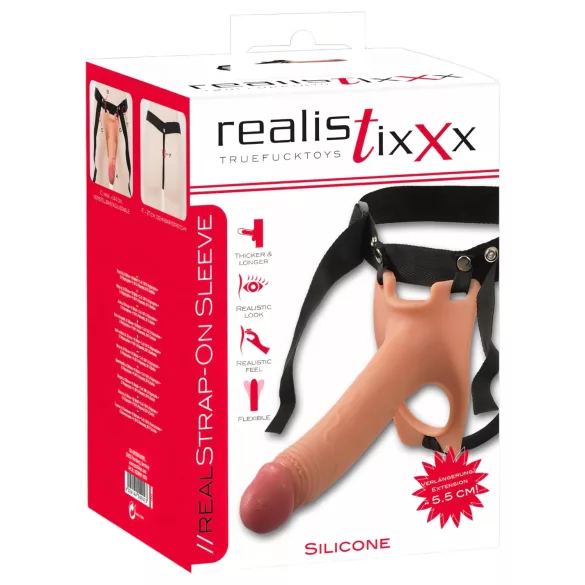 Realistixxx - страпон с кухо дилдо - телесен цвят