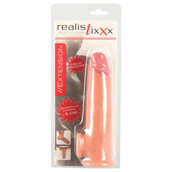 Realistixxx - удължаващ пенис ръкав с пръстен - 19см (естествен)