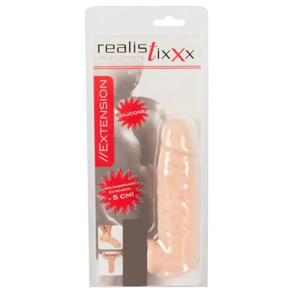 Realistixxx - пенис плаш с еротичен пръстен - 16 см (натурален)