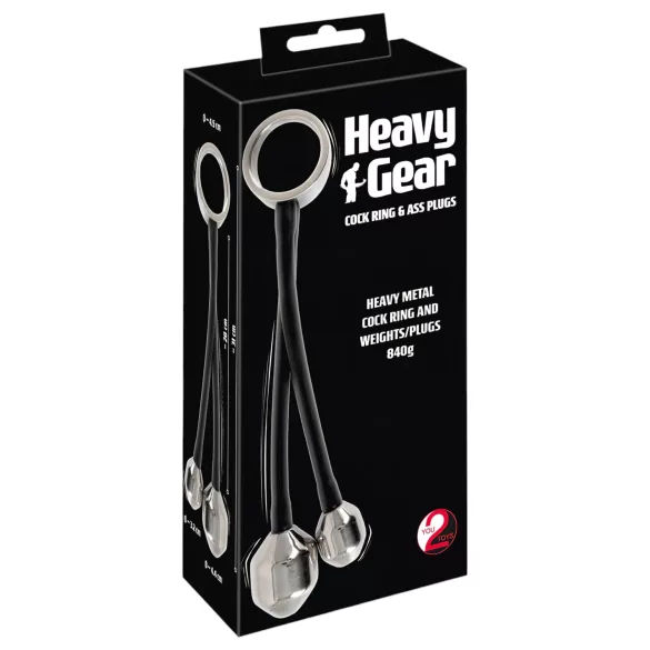 You2Toys Heavy Gear - пенис пръстен с анална тежест - черен