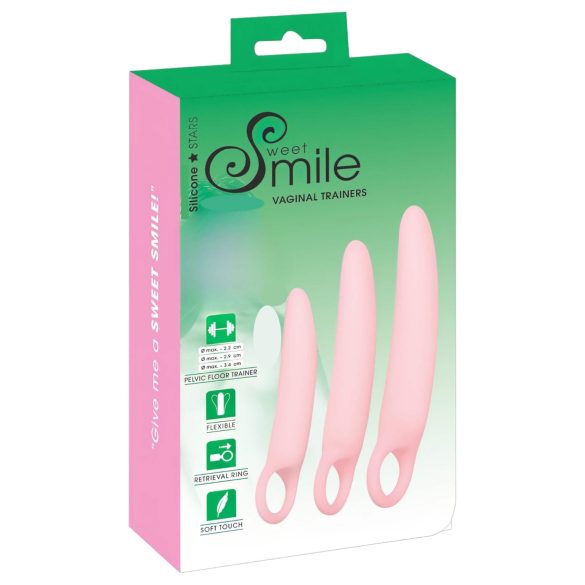 SMILE - Вагинални тренажори - комплект дилда - розов (3 части)