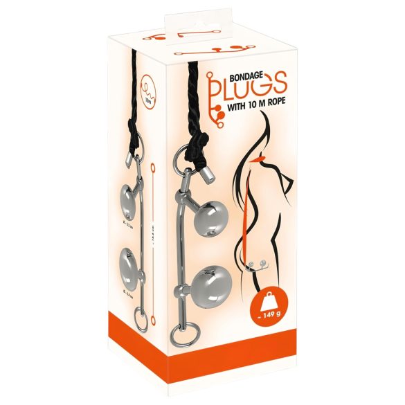 You2Toys Бондаж анален плъг (149g) + БДСМ въже (10m)