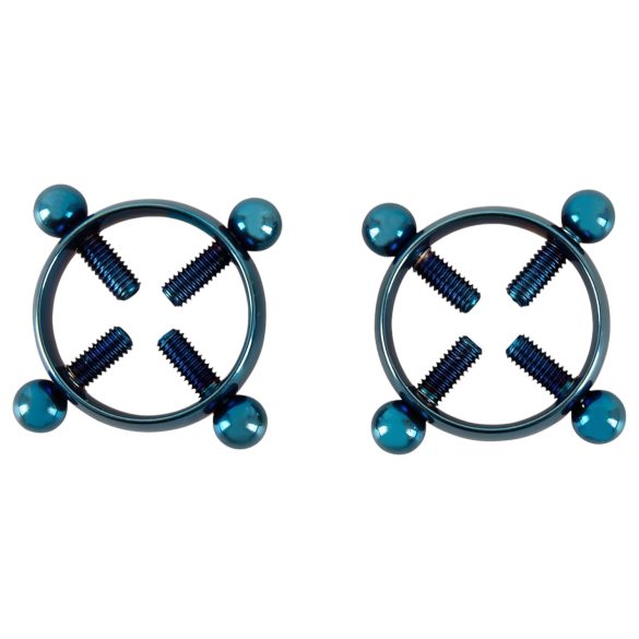 Bad Kitty - украшение за зърна с резба (кръг) - син