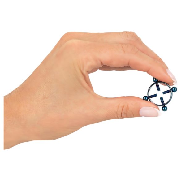 Bad Kitty - украшение за зърна с резба (кръг) - син