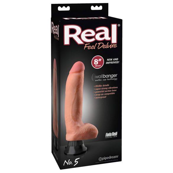 Real Feel Deluxe No.5 - реалистичен вибратор с тестиси (натурален)