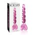 Icicles No. 43 - стъклено дилдо с перли и сърце (розово)