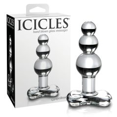   Icicles No. 47 - анален плъг с три мъниста - стъклен, прозрачен