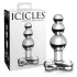 Icicles No. 47 - анален плъг с три мъниста - стъклен, прозрачен