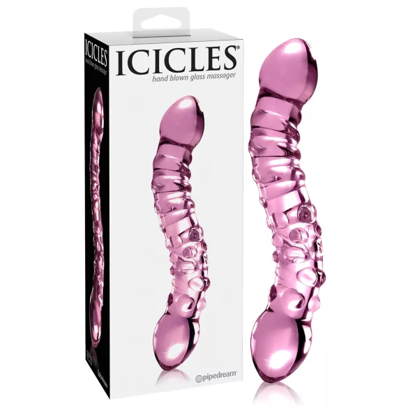 Icicles No. 55 - стъклено дилдо с два края - G-точка - розово