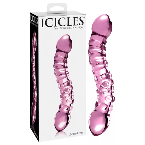 Icicles No. 55 - стъклено дилдо с два края - G-точка - розово