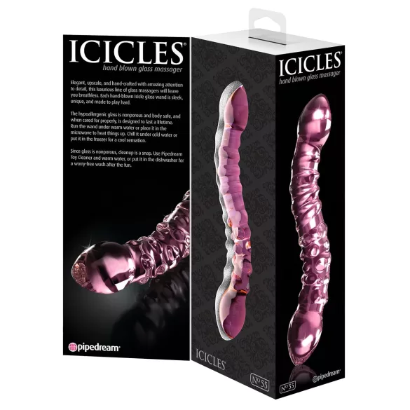 Icicles No. 55 - стъклено дилдо с два края - G-точка - розово