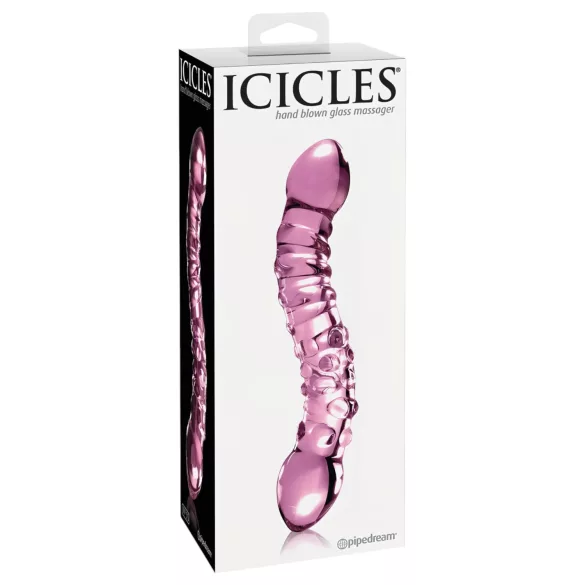 Icicles No. 55 - стъклено дилдо с два края - G-точка - розово