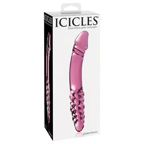 Icicles No. 57 - двукраен стъклен дилдо с пенис форма - розов