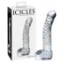 Icicles No. 61 - стъклено дилдо с тестиси и пенис форма (прозрачно)