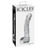 Icicles No. 61 - стъклено дилдо с тестиси и пенис форма (прозрачно)