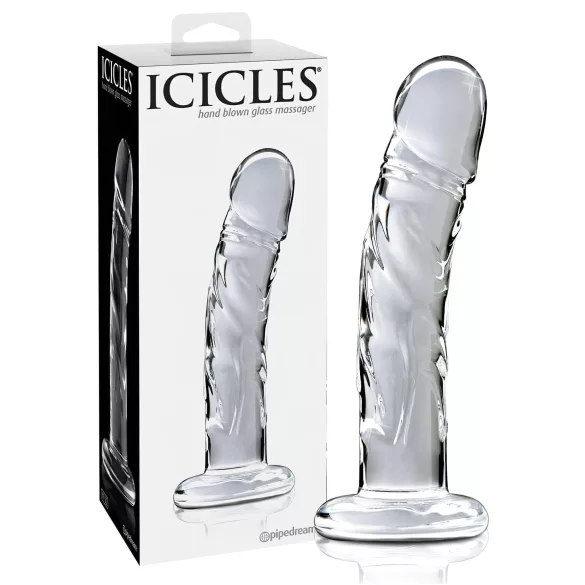 Icicles No. 62 - стъклено дилдо с форма на пенис - прозрачно
