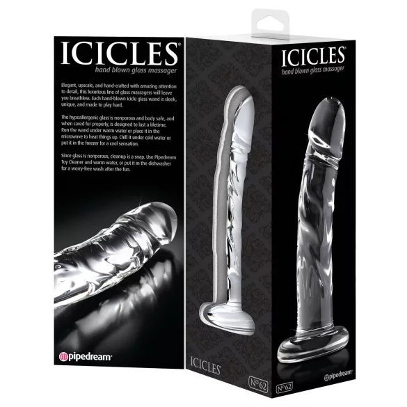 Icicles No. 62 - стъклено дилдо с форма на пенис - прозрачно