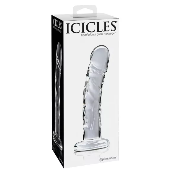 Icicles No. 62 - стъклено дилдо с форма на пенис - прозрачно