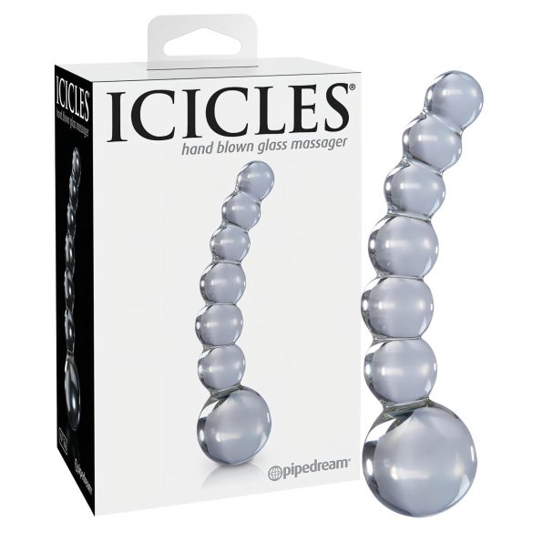 Icicles No. 66 - извитo, кълбовидно стъклено дилдо (прозрачно)
