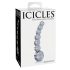 Icicles No. 66 - стъклено дилдо с извита форма и топчета - прозрачно