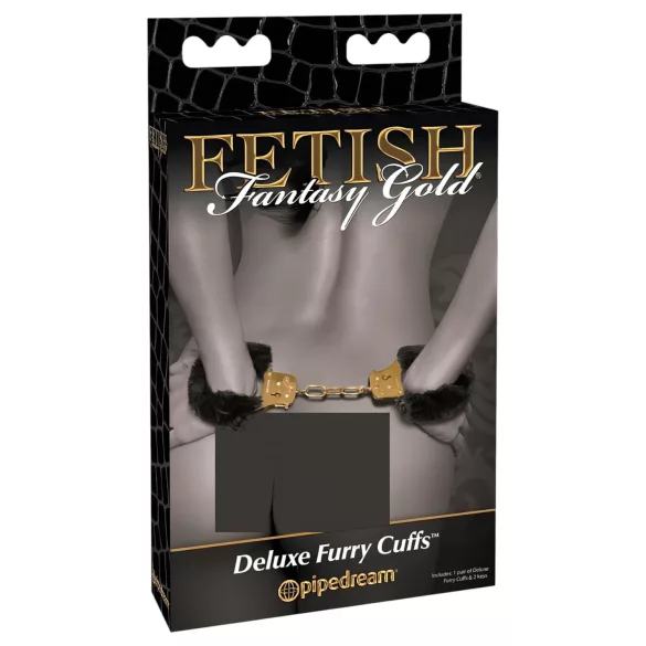 Pipedream Fetish Fantasy Gold - пухкави белезници - черни