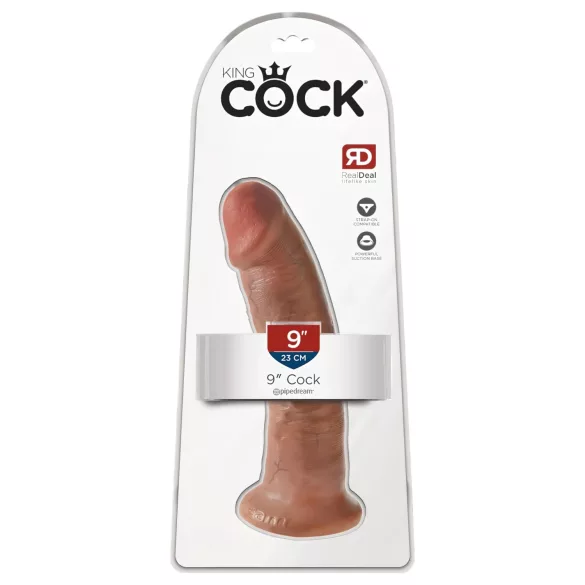King Cock - реалистично дилдо с вакуумно закрепване - 23 см, тъмна кожа