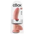 King Cock 9 - голям дилдо с тестиси и вендуза (23 см, телесен цвят)