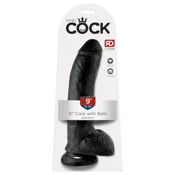 King Cock - дилдо с тестиси и вакуум, 23 см, черно