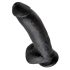 King Cock 9 - голям черен дилдо с вендуза, с тестиси (23см)